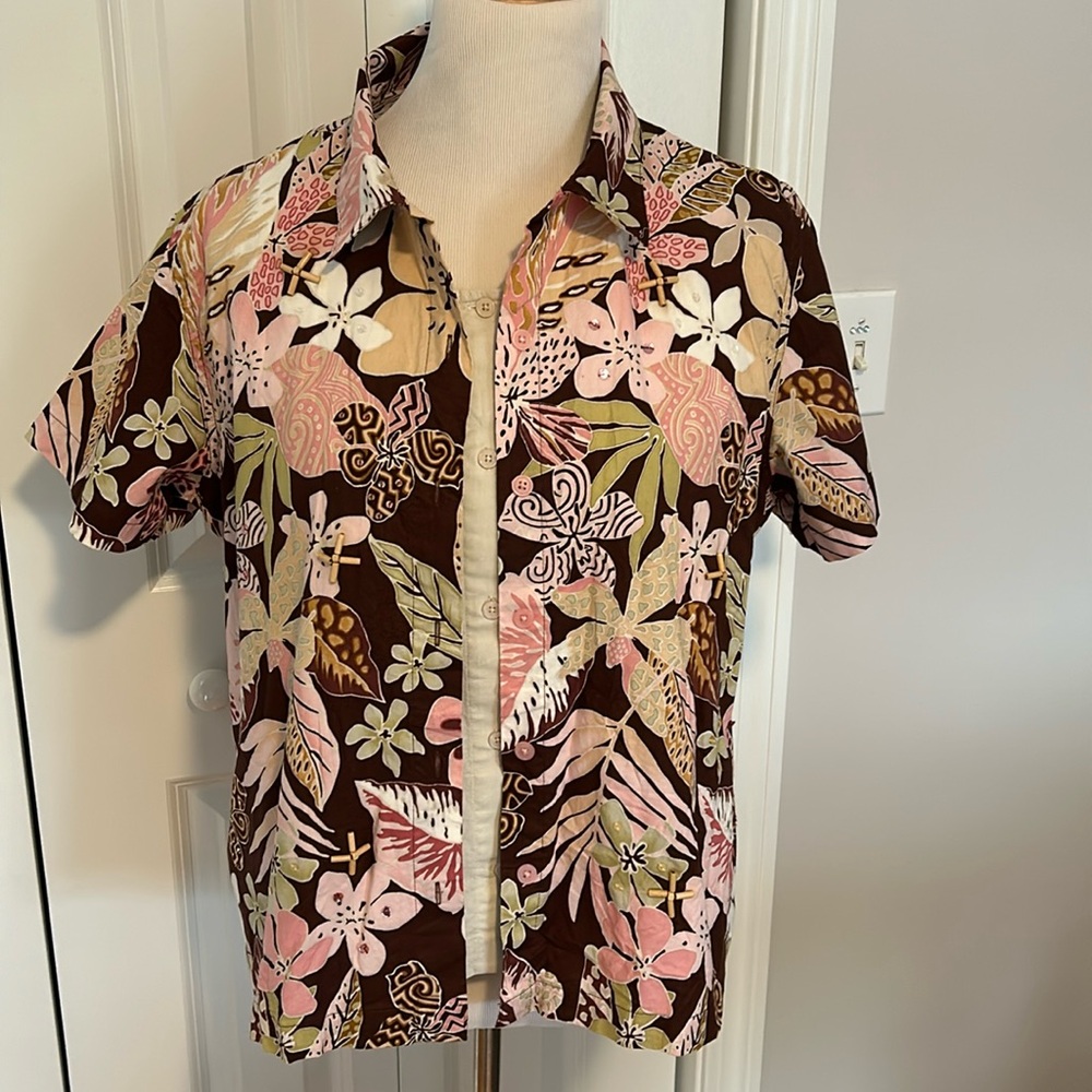 Lemon Grass Studio two-piece tank top and button up short sleeve shirt.